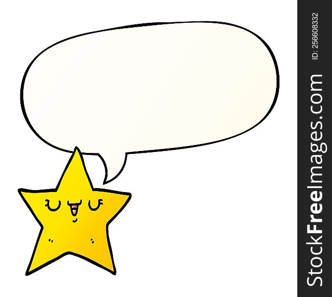 Cartoon Star And Speech Bubble In Smooth Gradient Style