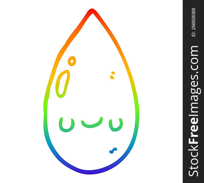 rainbow gradient line drawing of a cartoon cute raindrop