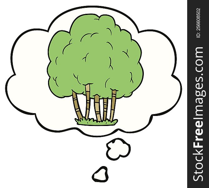 cartoon tree with thought bubble. cartoon tree with thought bubble