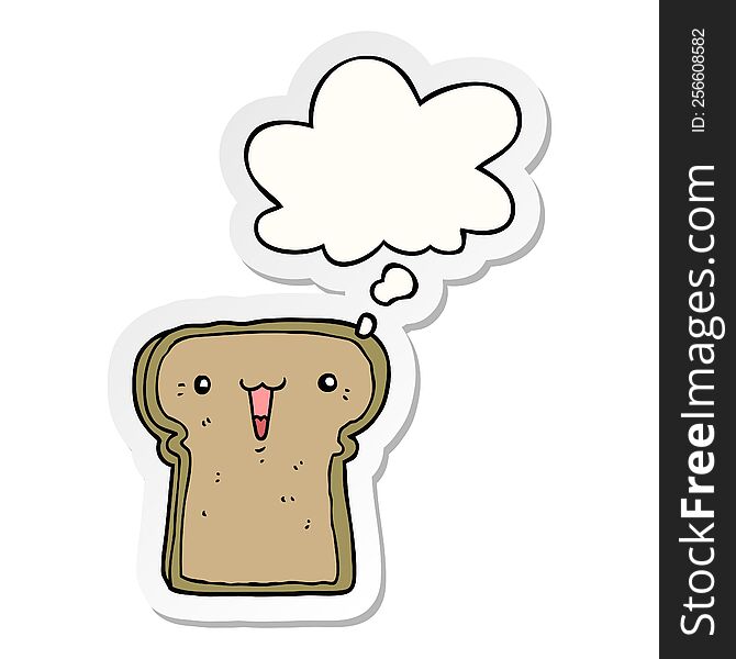 cute cartoon toast with thought bubble as a printed sticker