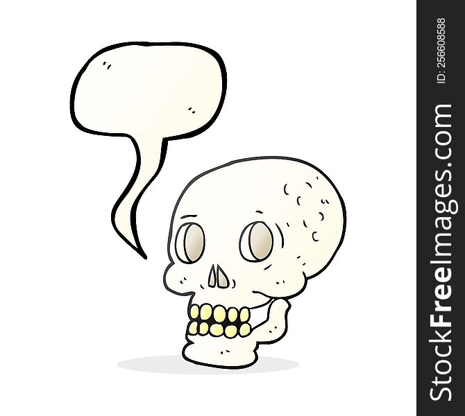 freehand drawn speech bubble cartoon halloween skull