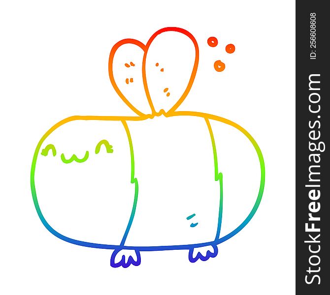 Rainbow Gradient Line Drawing Cute Cartoon Bee