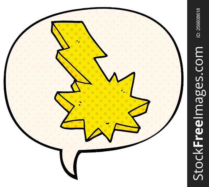 Cartoon Lightning Strike And Speech Bubble In Comic Book Style