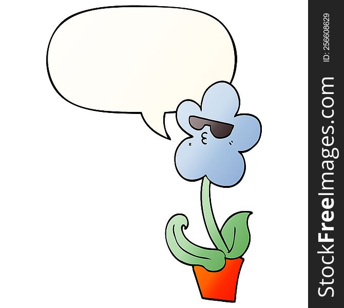 Cool Cartoon Flower And Speech Bubble In Smooth Gradient Style
