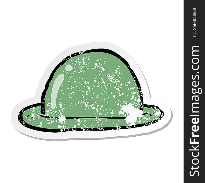 Distressed Sticker Of A Cartoon Bowler Hat