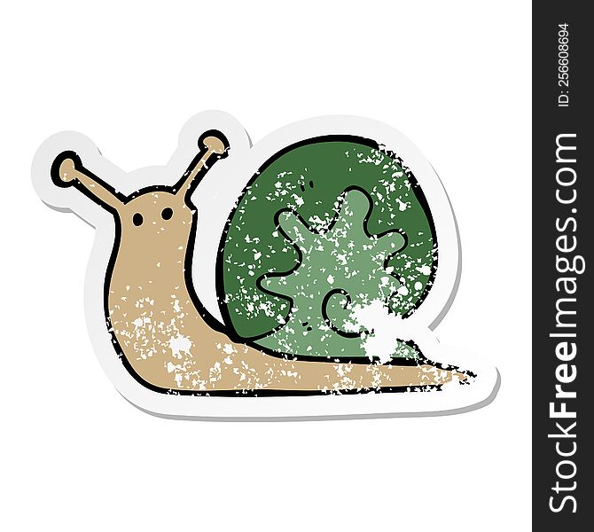 Distressed Sticker Of A Cartoon Snail