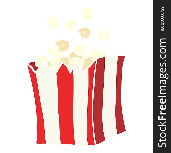 Flat Color Illustration Of A Cartoon Popcorn