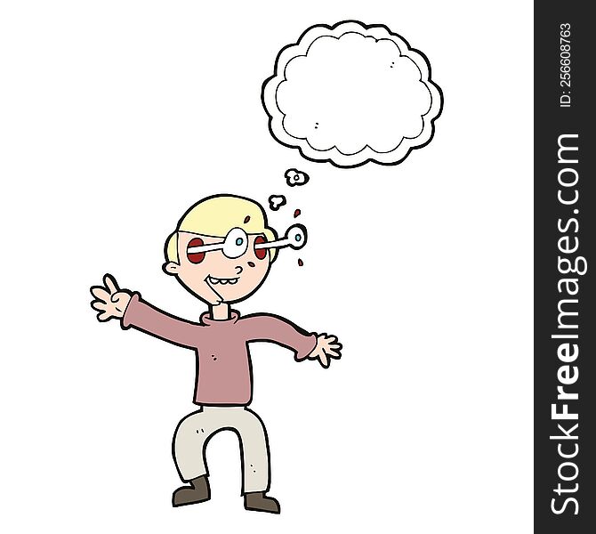 Cartoon Amazed Boy With Thought Bubble
