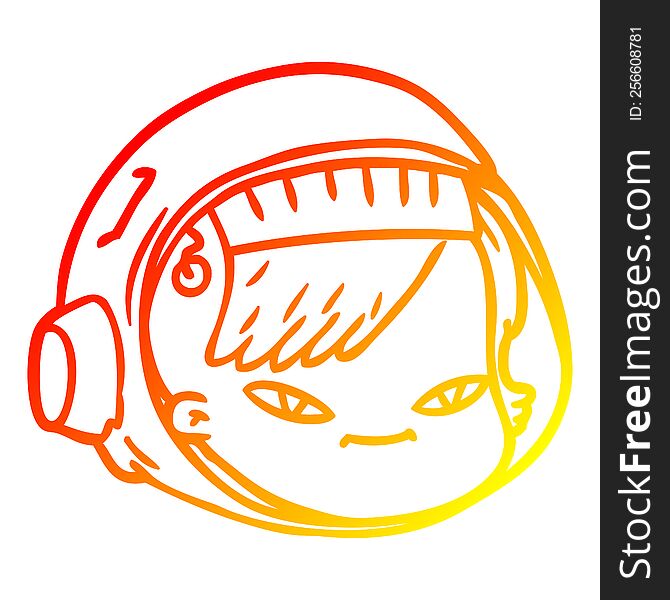 warm gradient line drawing of a cartoon astronaut face
