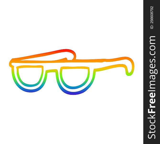 Rainbow Gradient Line Drawing Cartoon Cool Sunglasses