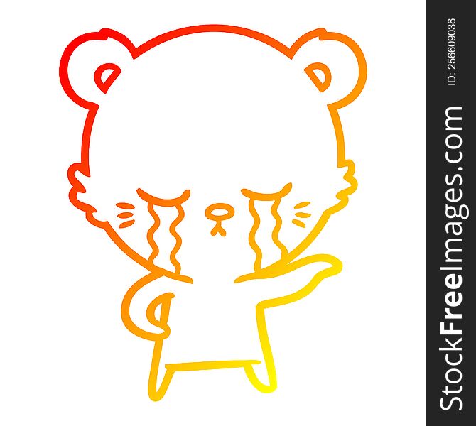 warm gradient line drawing crying cartoon polarbear