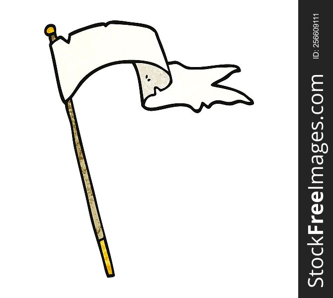 cartoon doodle waving white banner flag