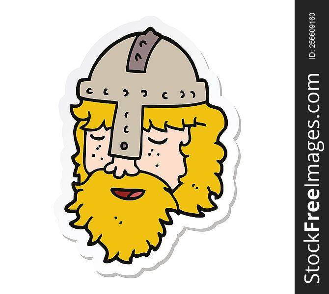 sticker of a cartoon viking face