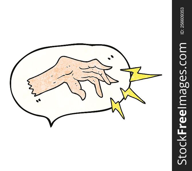 freehand speech bubble textured cartoon hand casting spell