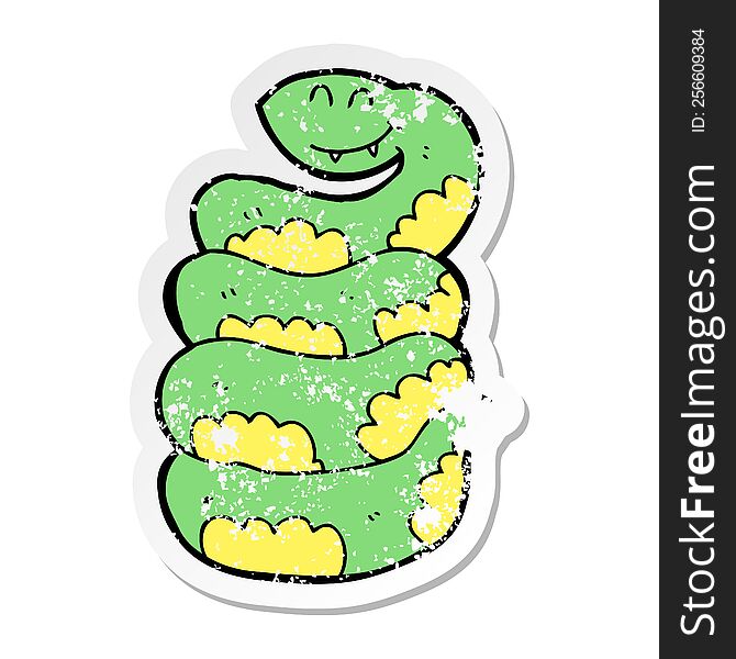 Distressed Sticker Of A Cartoon Snake