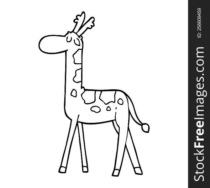 line drawing cartoon walking giraffe