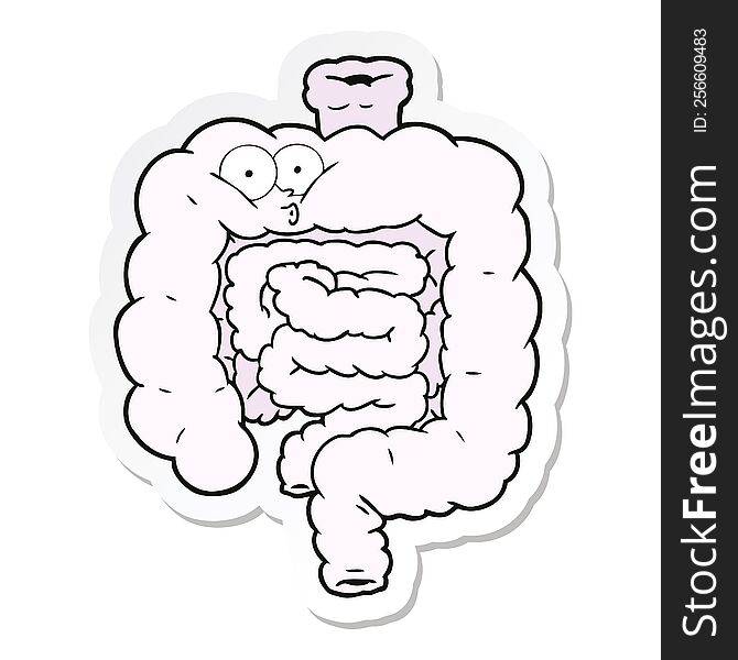 sticker of a cartoon surprised intestines