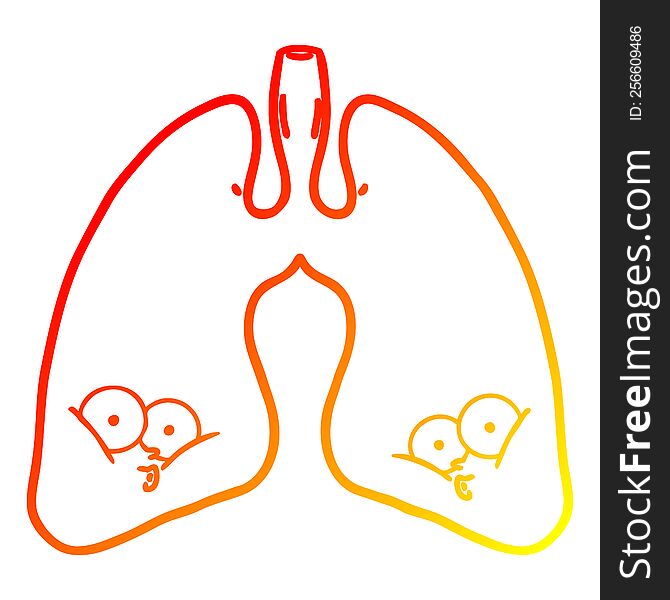 Warm Gradient Line Drawing Cartoon Lungs