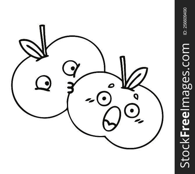 line drawing cartoon pair of apples