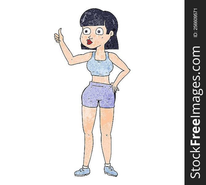 freehand textured cartoon gym woman