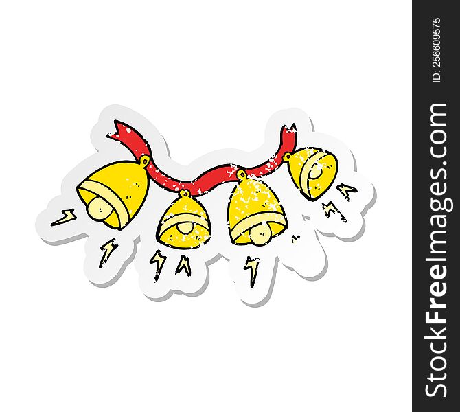 Retro Distressed Sticker Of A Cartoon Jingle Bells