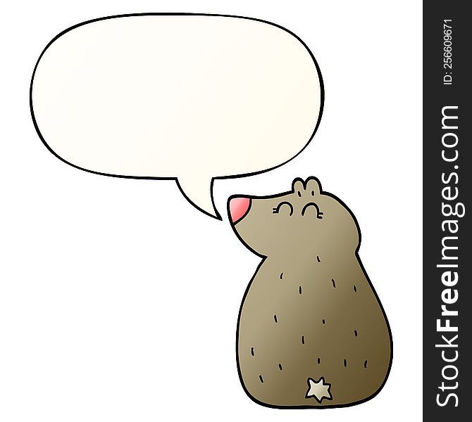 cute cartoon bear with speech bubble in smooth gradient style