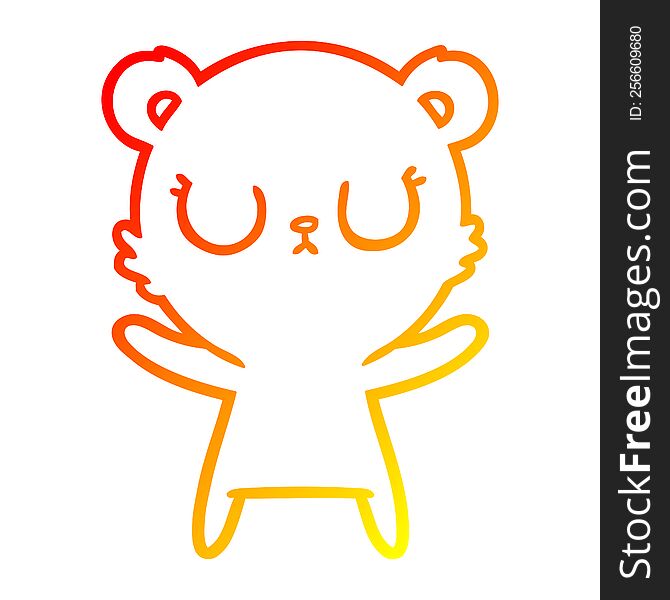 warm gradient line drawing of a peaceful cartoon bear