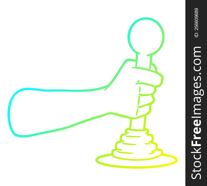 cold gradient line drawing of a cartoon hand pulling lever