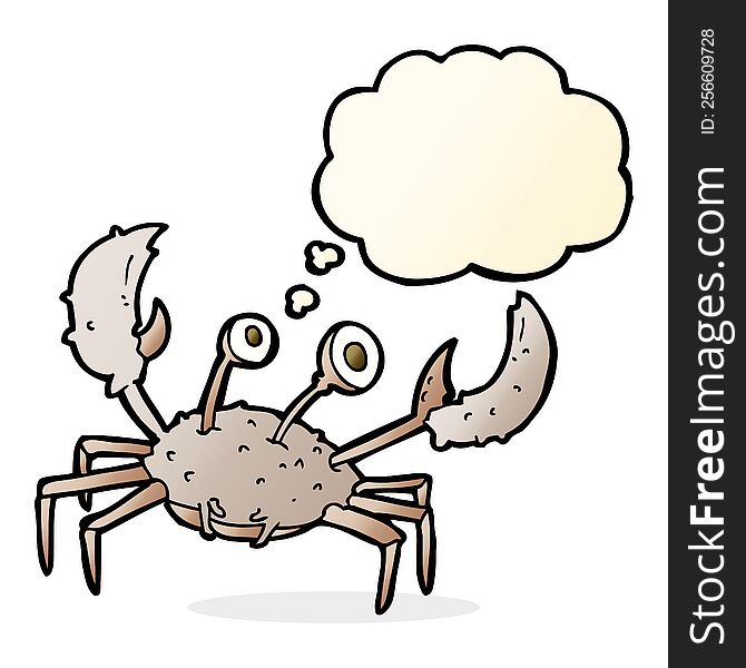 cartoon crab with thought bubble