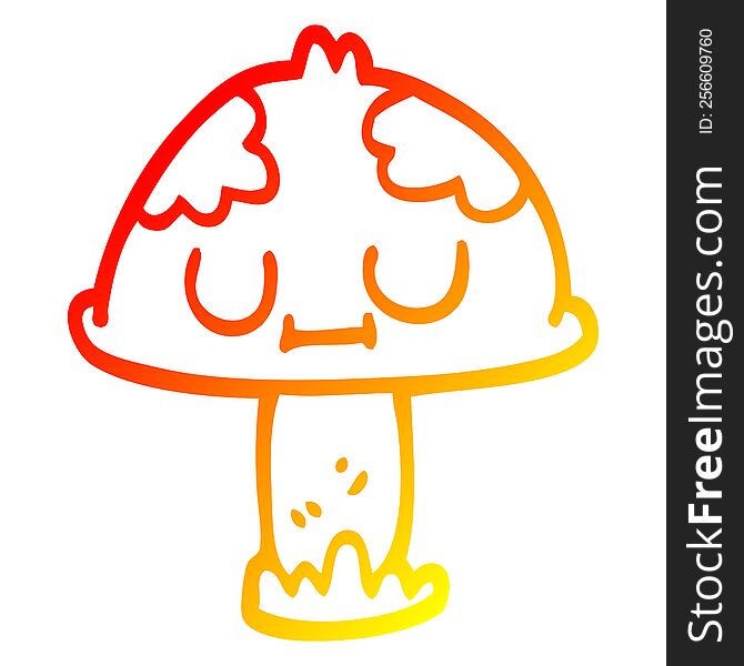 Warm Gradient Line Drawing Cartoon Cute Mushroom