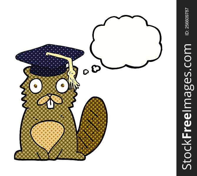 Thought Bubble Cartoon Beaver Graduate