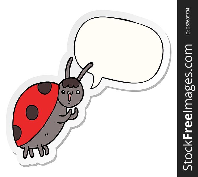 cute cartoon ladybug with speech bubble sticker