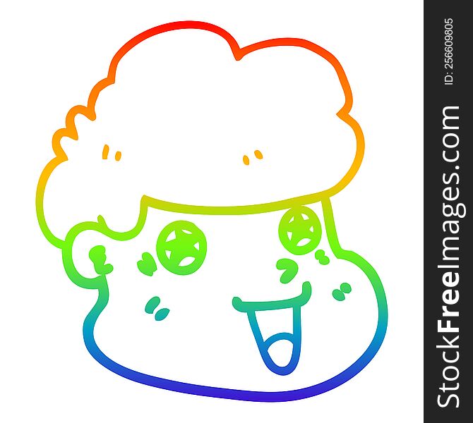 Rainbow Gradient Line Drawing Cartoon Boy S Face