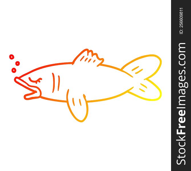 Warm Gradient Line Drawing Cartoon Fish