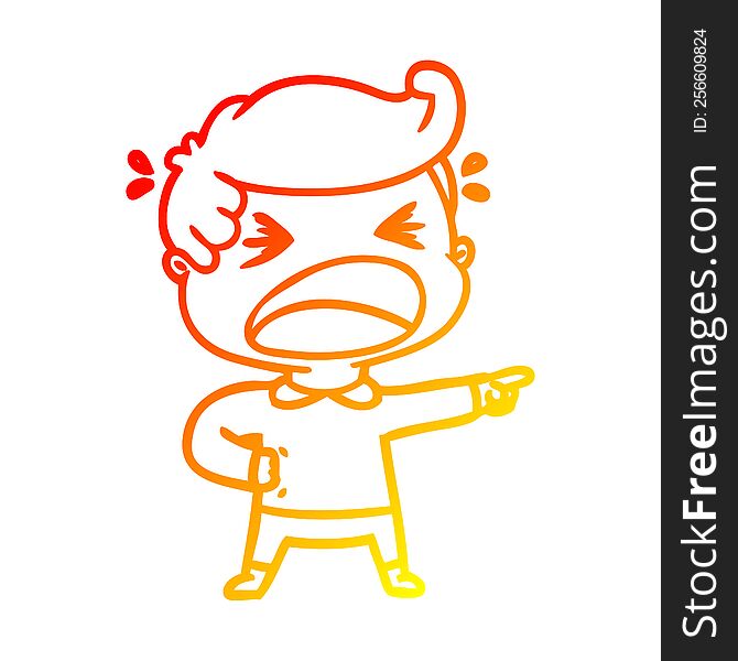 warm gradient line drawing of a cartoon shouting man pointing finger