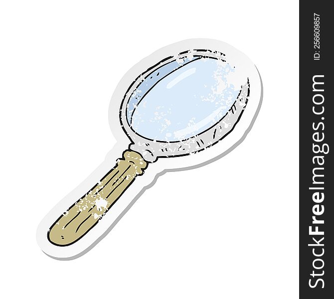 Retro Distressed Sticker Of A Cartoon Magnifying Glass