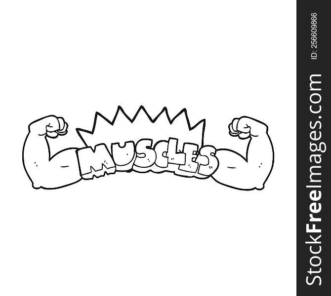 black and white cartoon muscles symbol