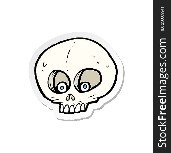 Sticker Of A Cartoon Funny Skull