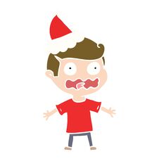 Flat Color Illustration Of A Man Totally Stressed Out Wearing Santa Hat Stock Image Flat Color Illustration Of A Man Totally Stressed Out Wearing Santa Hat Stock Image