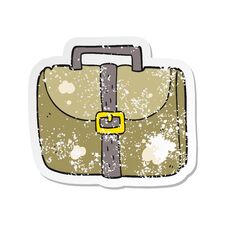 Retro Distressed Sticker Of A Cartoon Old Work Bag Royalty Free Stock Photography