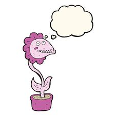 Cartoon Monster Plant With Thought Bubble Stock Photography