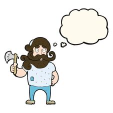Free Cartoon Lumberjack With Axe With Thought Bubble Stock Images - 256618044