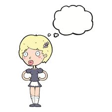 Free Cartoon Woman In French Maid Outfit With Thought Bubble Stock Images - 256619094