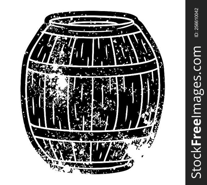 Grunge Icon Drawing Of A Wooden Barrel