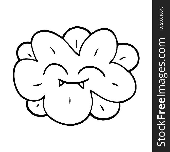Line Drawing Cartoon Flower With Fangs