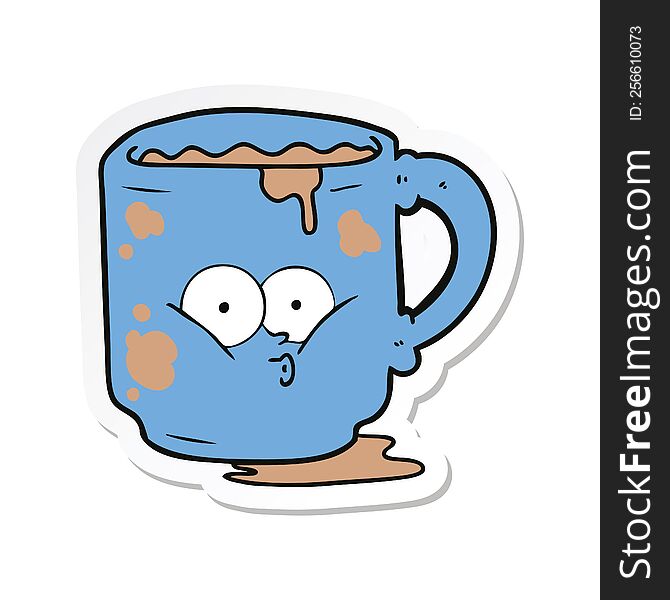 sticker of a cartoon dirty office mug