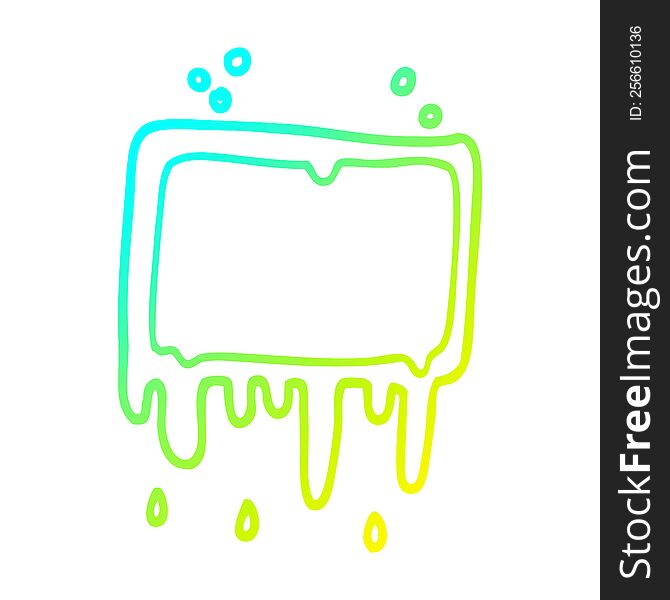 cold gradient line drawing of a cartoon dripping banner