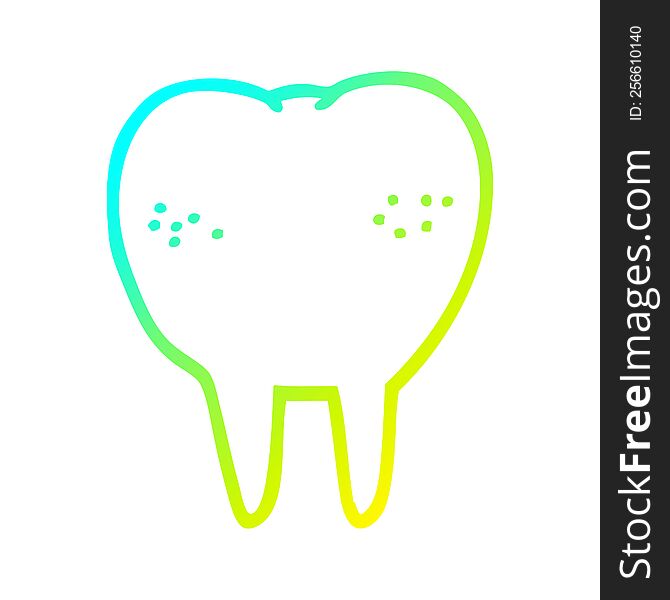 cold gradient line drawing of a cartoon tooth