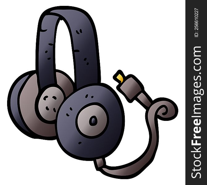 cartoon doodle headphones with wire
