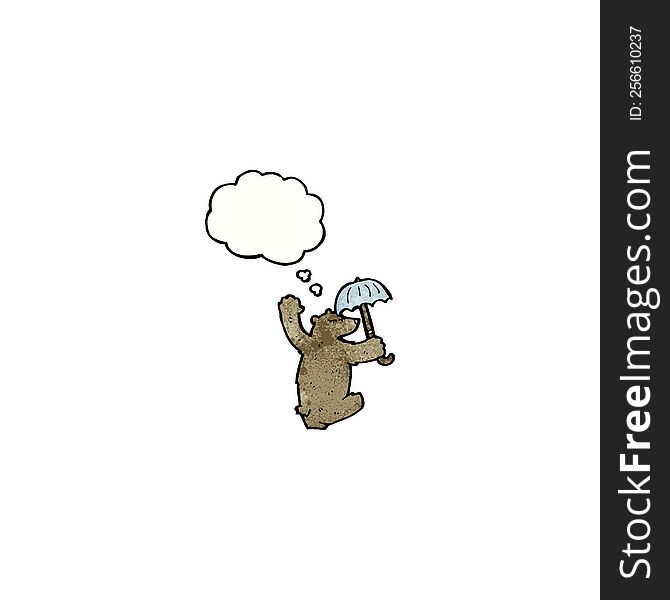 cartoon dancing bear with umbrella